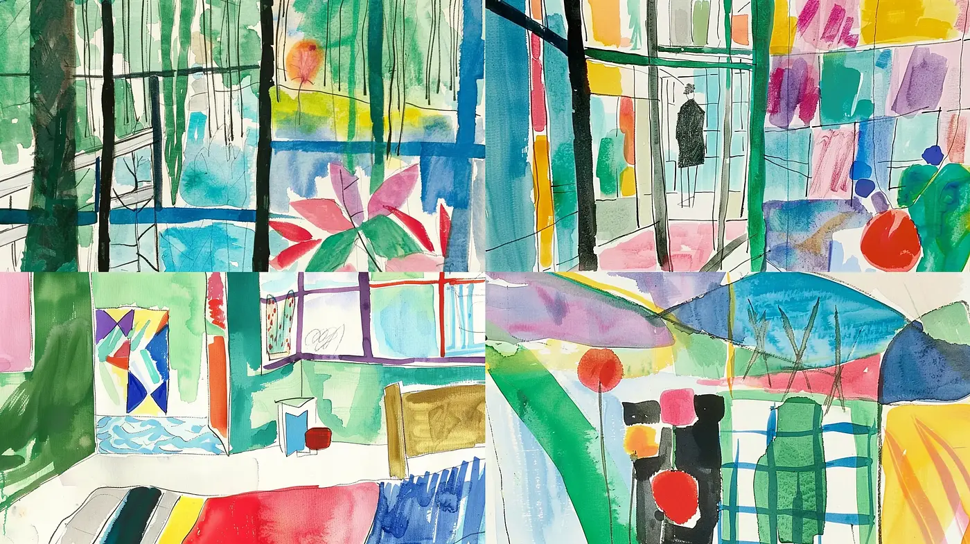 Abstract Expressionistic Fusion with Vibrant Watercolor Overtones - Midjourney sref style
