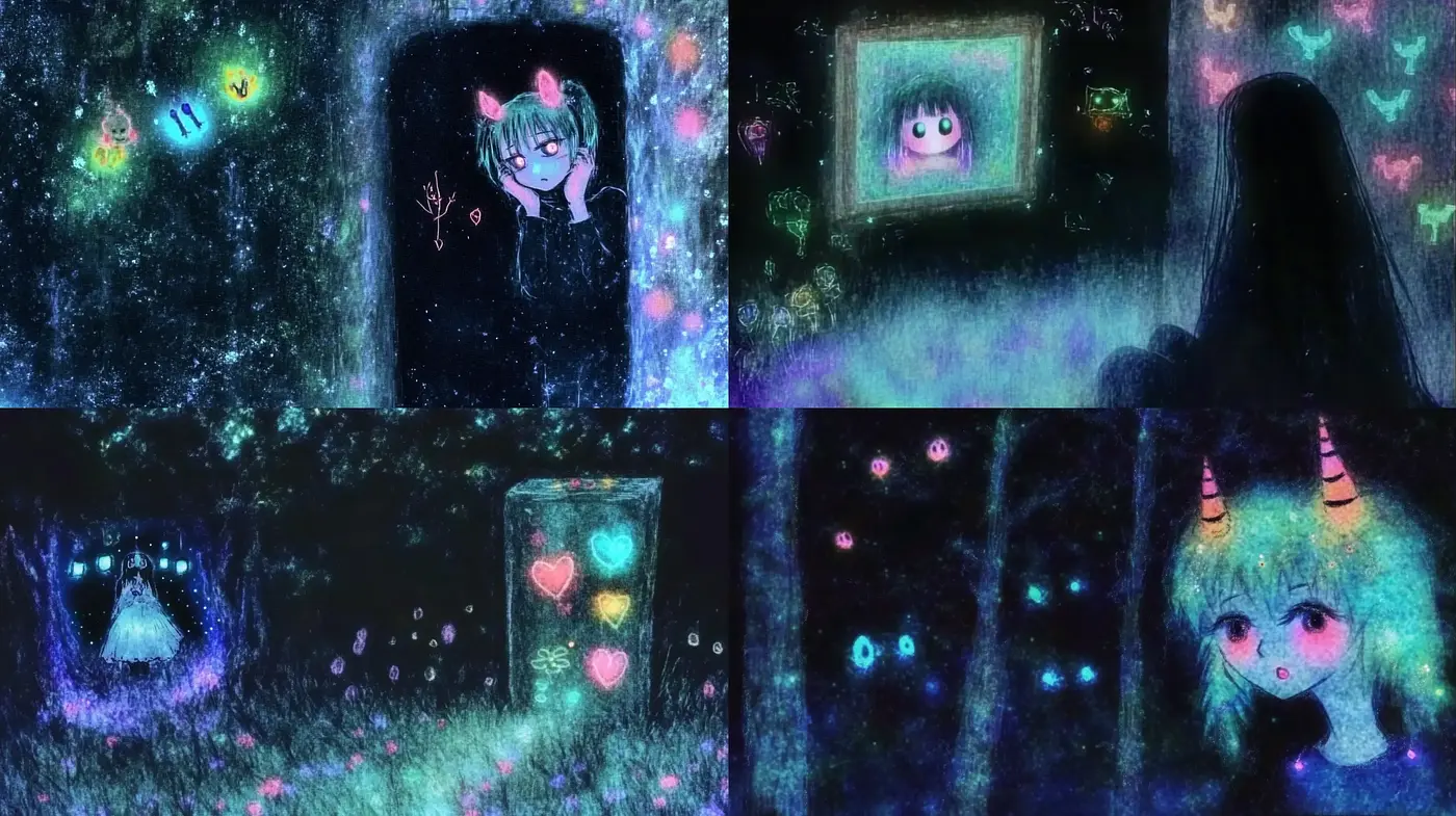 Enchanted Nocturnal Wonderland: A Consistent Luminous Fantasy Across Diverse Portrayals - Midjourney sref style