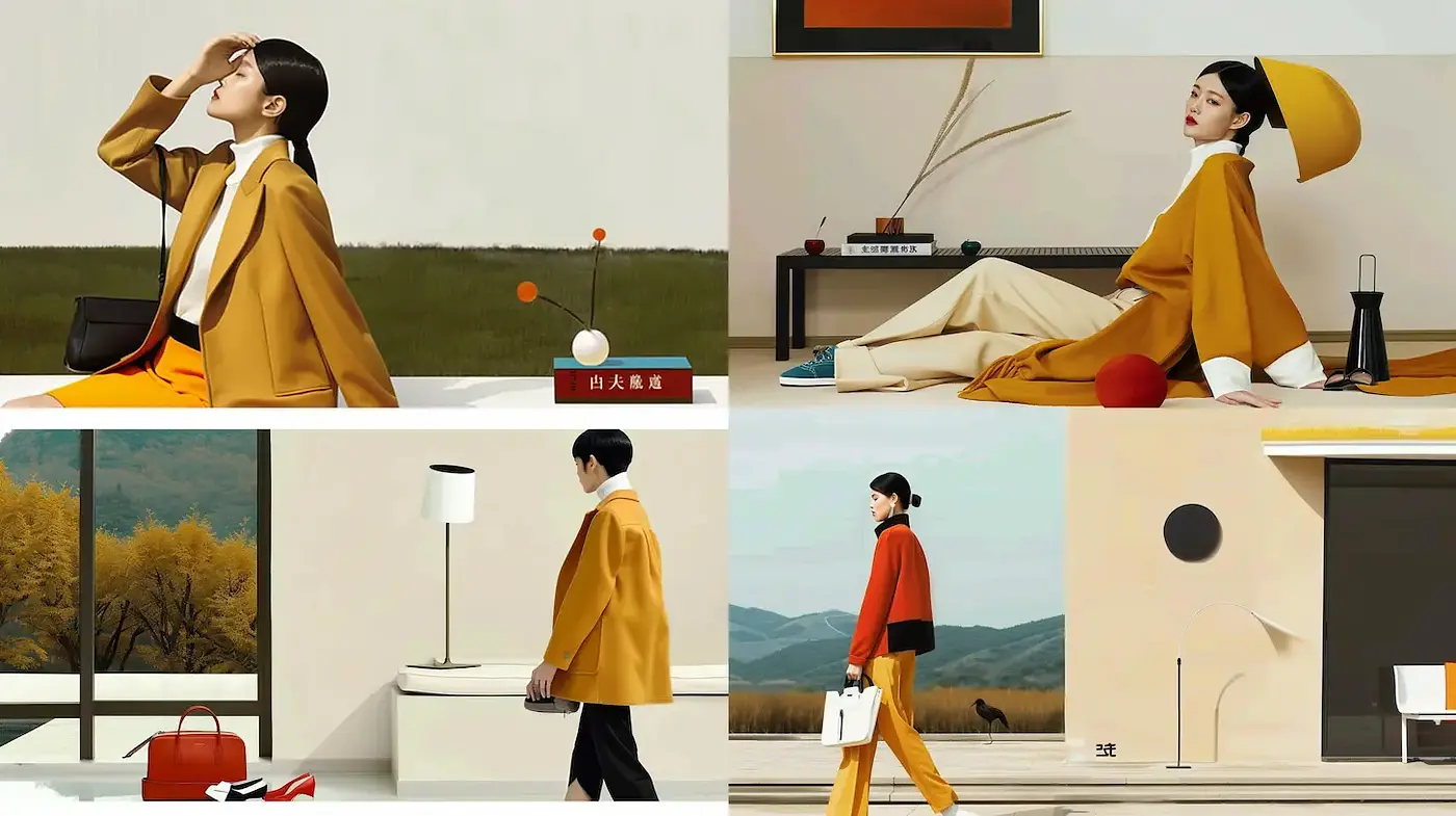 Contemporary minimalist art with a harmonious blend of detailed textures and vibrant hues - Midjourney sref style