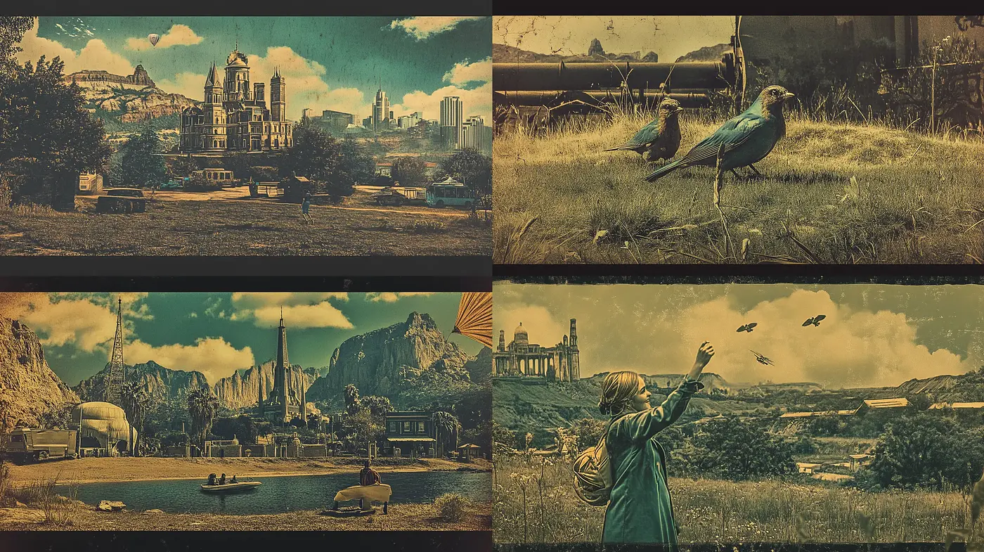 Dystopian Sepia Dreamscape: A Homage to Timeless Solitude - Midjourney sref style
