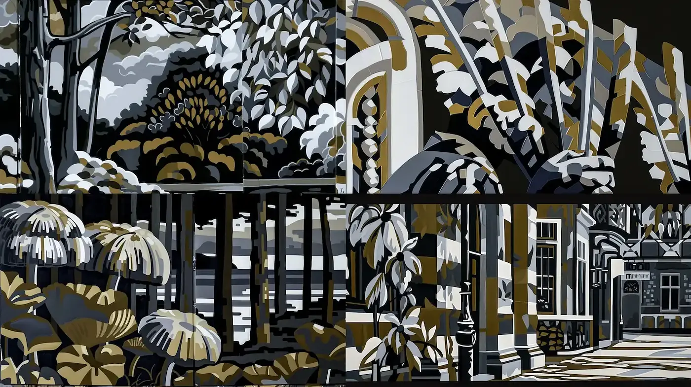 Monochromatic Nouveau Urban Elegance - Midjourney sref style