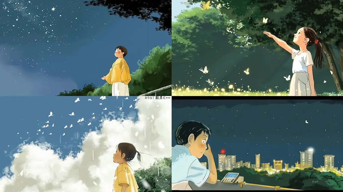Whimsical and Reflective Illustrations with Nature Themes - Midjourney sref style