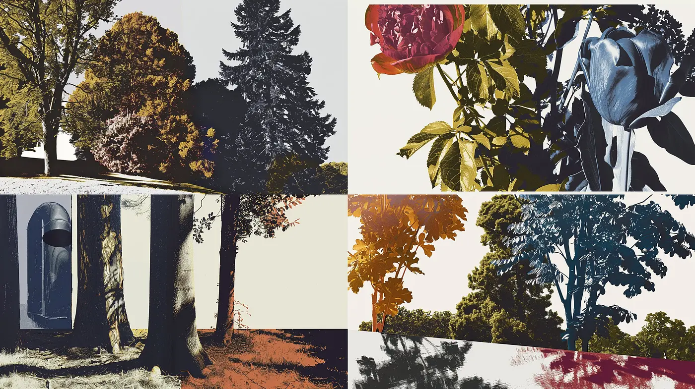 Stylized Nostalgic Nature Scenes with a Sepia-Toned Essence and Textured Simplicity - Midjourney sref style