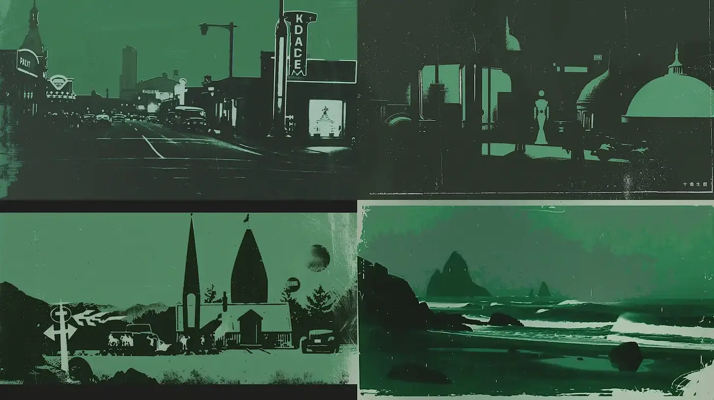 Consistent Green-Hued Vintage Aesthetic with Dreamlike Qualities - Midjourney sref style