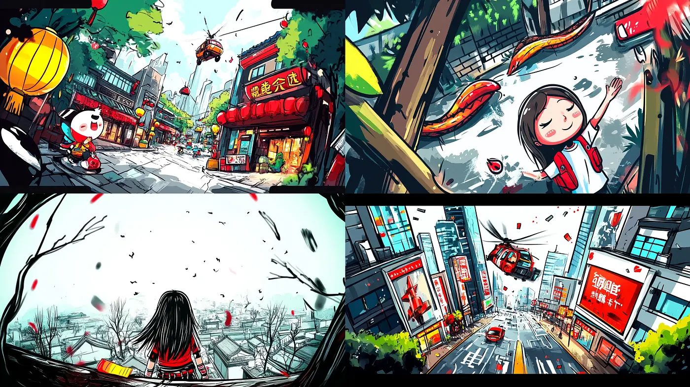 Vibrant Whimsy: A Fusion of East Asian Pop and Dynamic Comic Artistry - Midjourney sref style