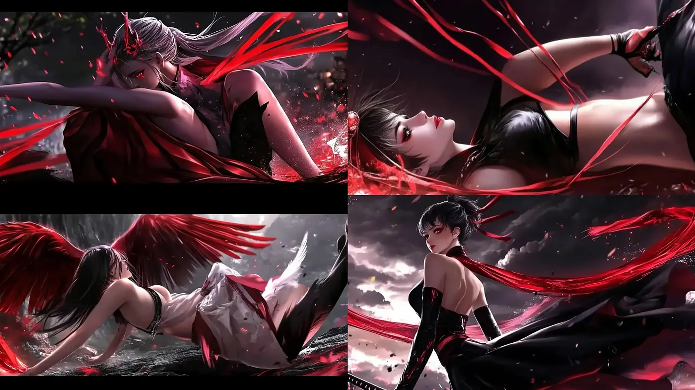 Ethereal Elegance in Dynamic Anime-Inspired Visual Symphony - Midjourney sref style