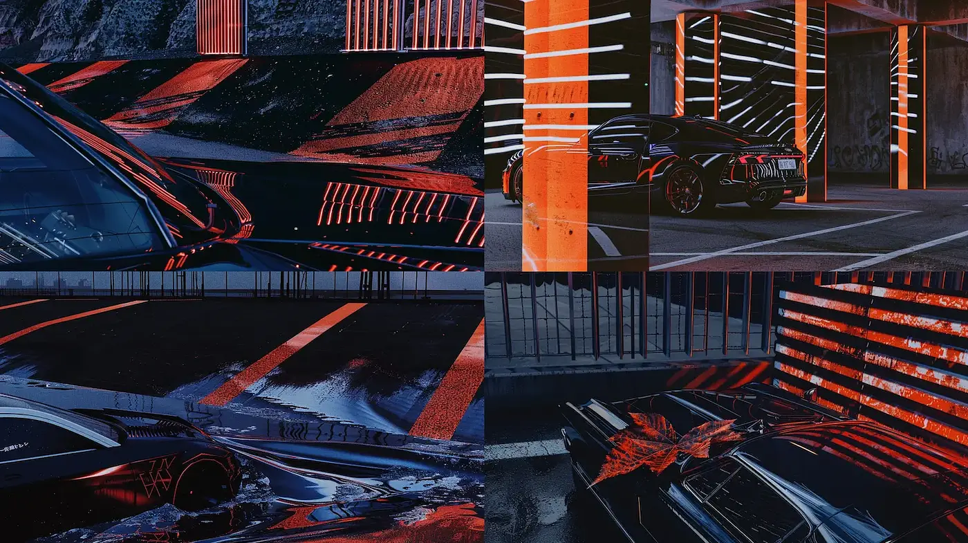 Futuristic Urban Aesthetics with Neon Elements and High Contrast - Midjourney sref style