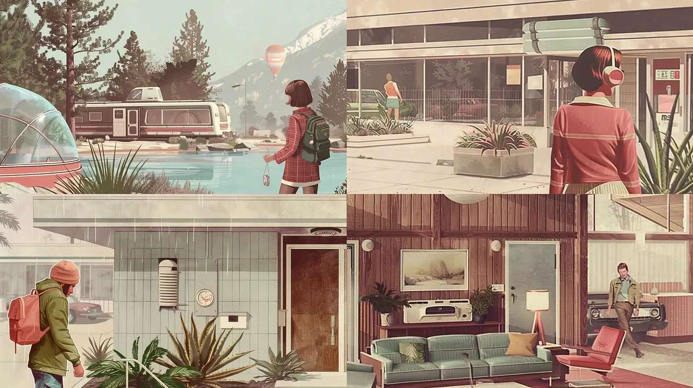 Nostalgic Retro-Futuristic Visions - Midjourney sref style