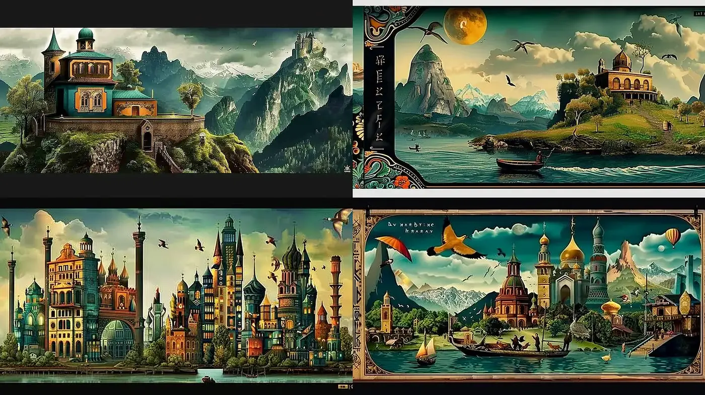 Whimsical and Enchanting Landscape Illustrations with a Dreamlike Quality - Midjourney sref style