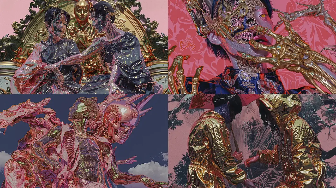 Intricate and Surreal Visual Synthesis with a Baroque Influence - Midjourney sref style