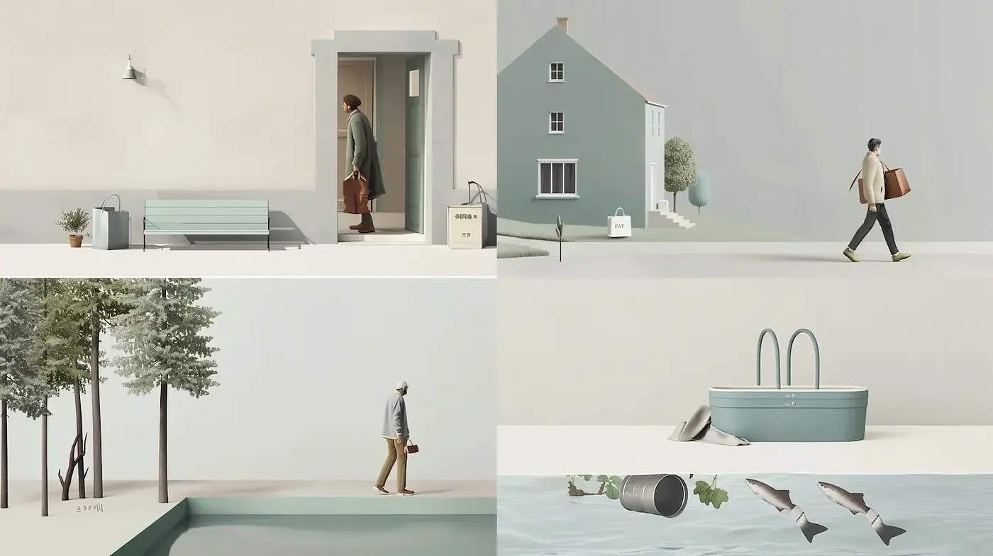 Calming and Minimalist Scene with Contemporary Aesthetic - Midjourney sref style