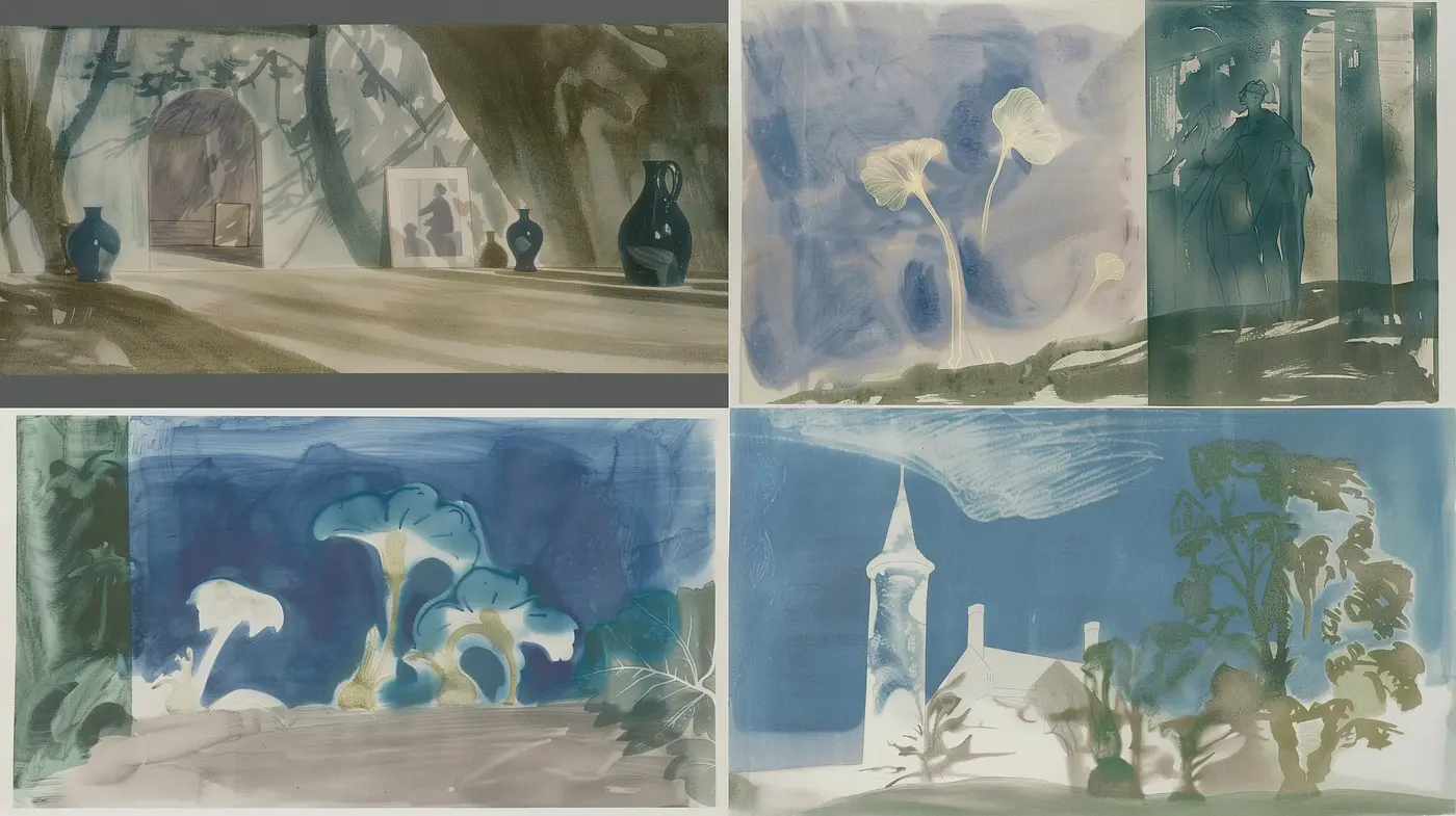 Whimsical Watercolor Echoes with a Hint of Ephemeral Dreams - Midjourney sref style