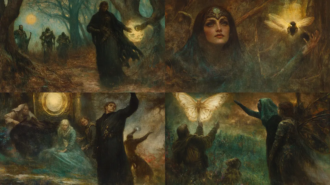 Mystical and Ethereal Imagery with a Dark Fantasy Influence - Midjourney sref style