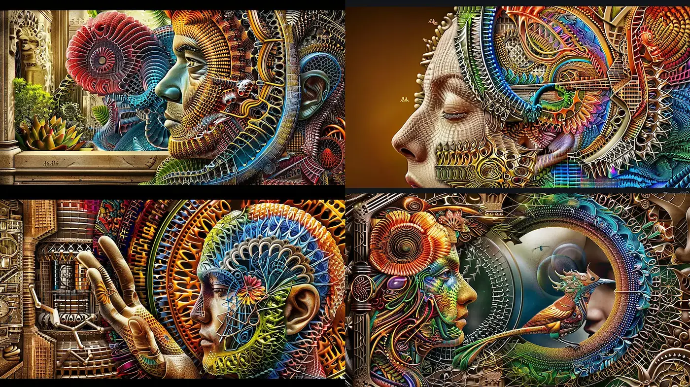 Vibrant and intricate visuals with surreal, organic patterns and a mystical vibe - Midjourney sref style