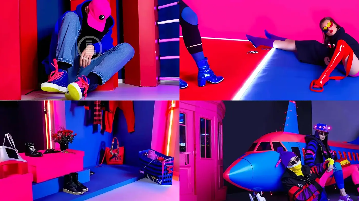 Electrifying Neon Contrast and Pop Culture Fusion - Midjourney sref style