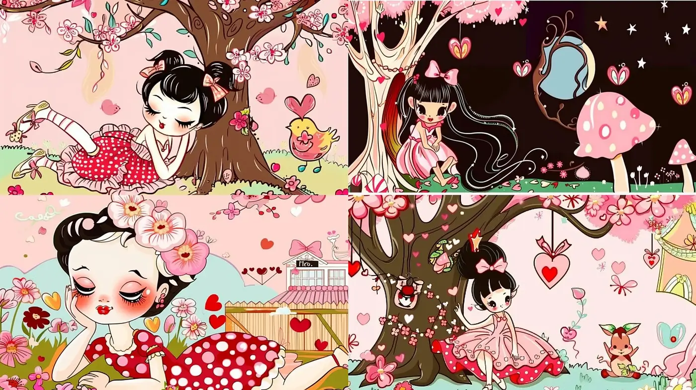 Enchanting Whimsical Kawaii Art Illustrations with Harmonious Pastel Tones - Midjourney sref style