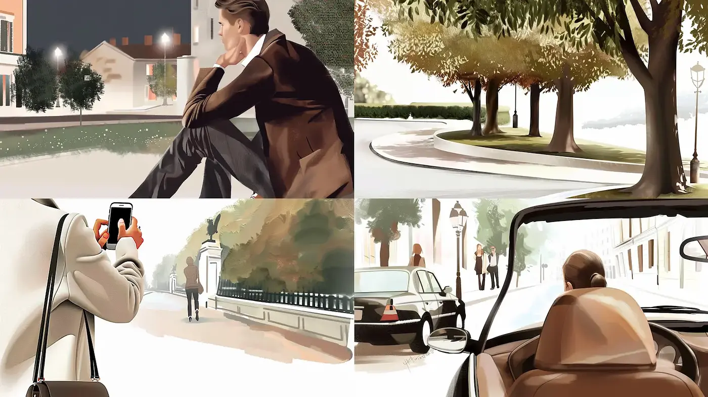 Elegant and Contemporary Urban Scenes with a Vintage Touch - Midjourney sref style