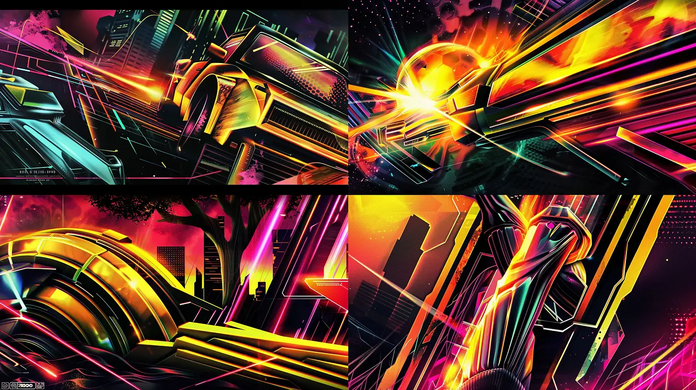 Neon-Infused Retrofuturistic Cityscapes Collection - Midjourney sref style