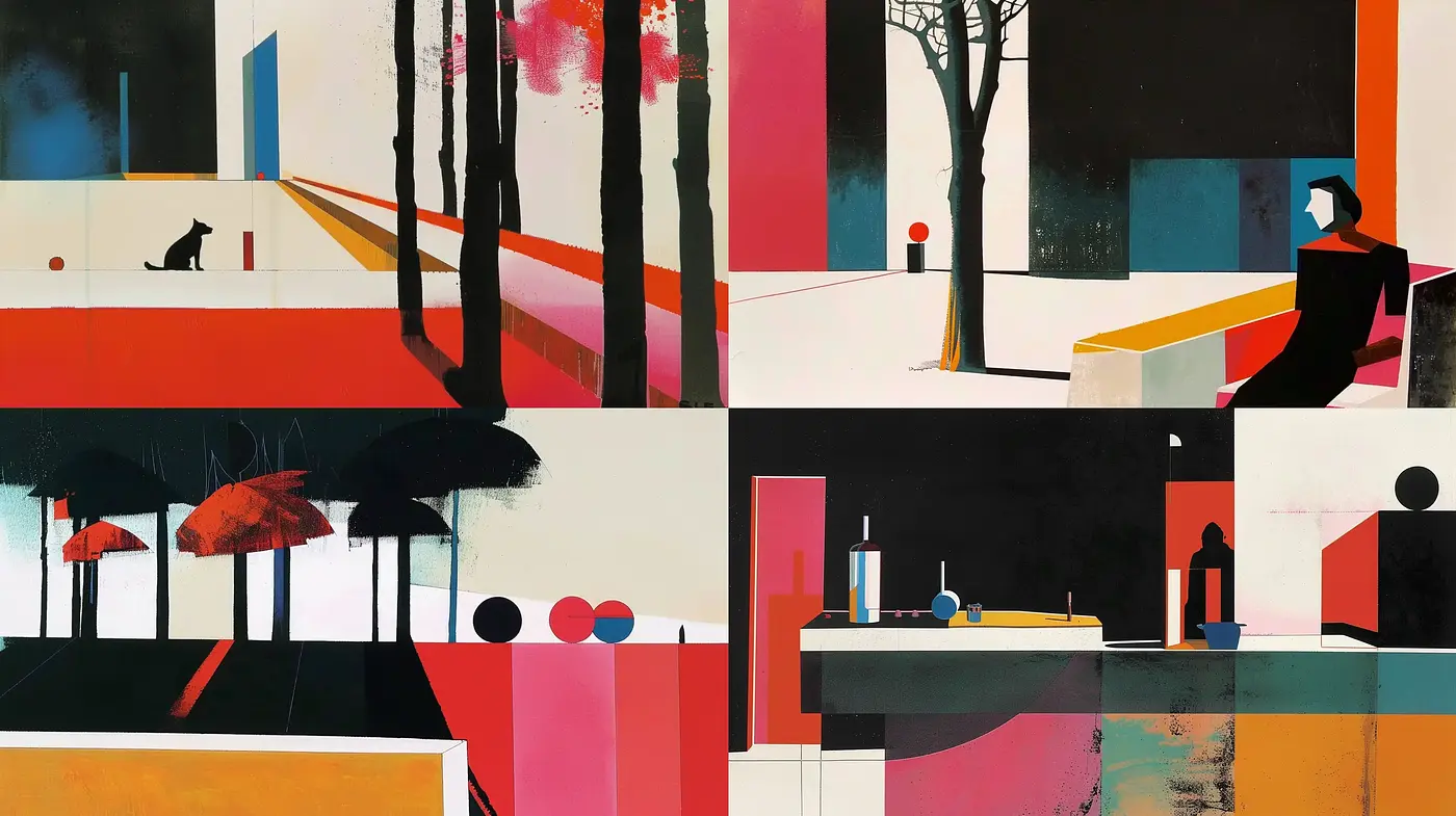 Stylized Geometric Abstraction with Retro-Futuristic Undertones - Midjourney sref style
