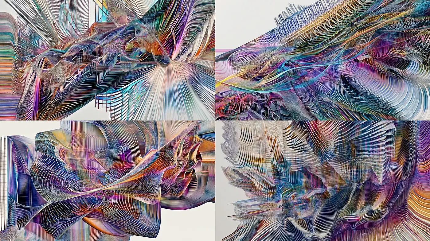 Abstract Digital Vortex: A Rainbow of Complexity - Midjourney sref style