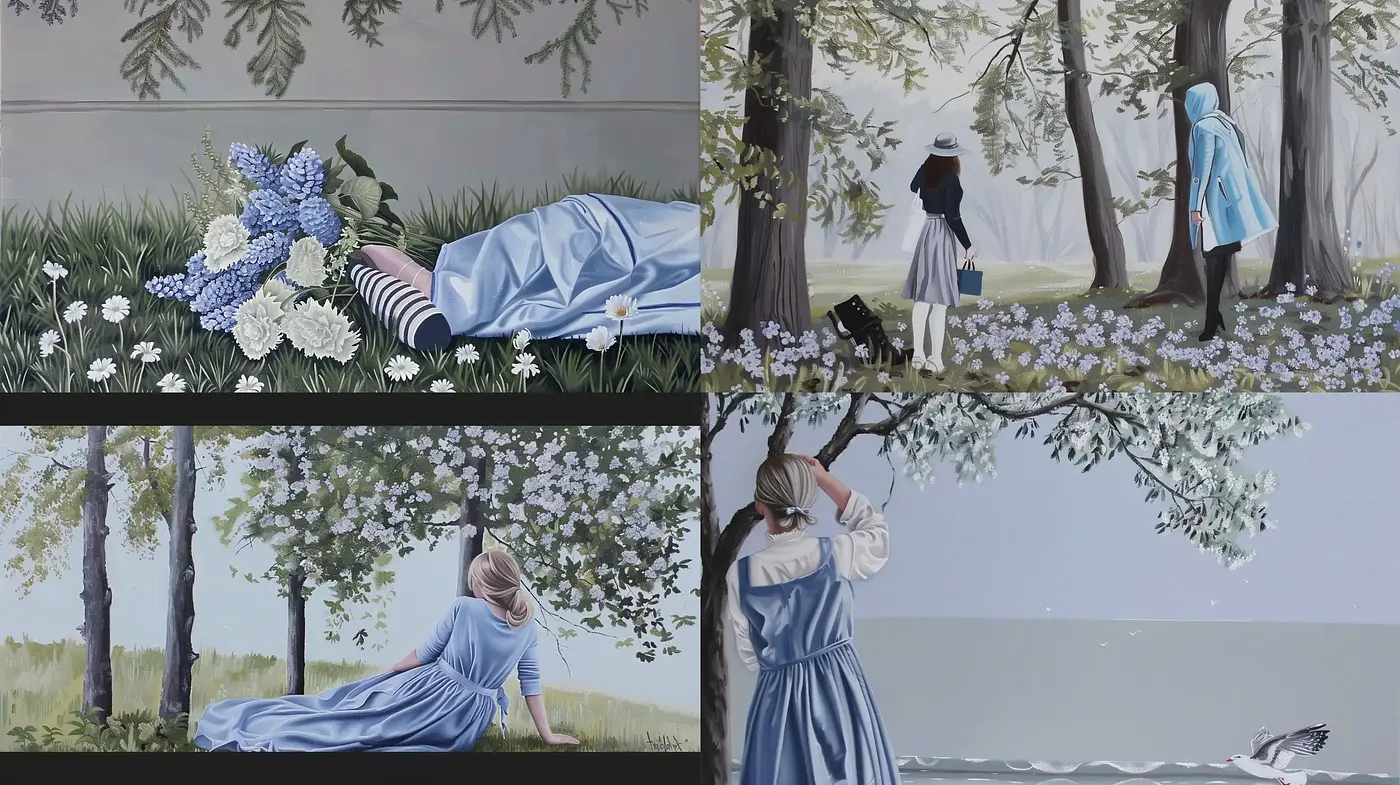 Tranquil Moments in Pastoral Serenity: A Harmonious Blend of Soft Textures and Nature's Palette - Midjourney sref style