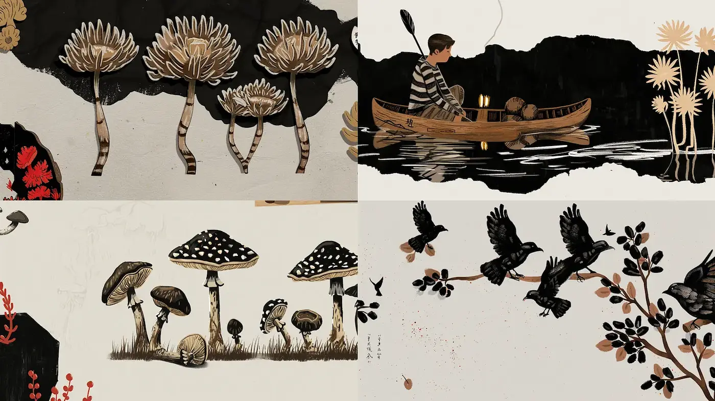 Whimsical and Intricate Illustrations with Nature Themes - Midjourney sref style
