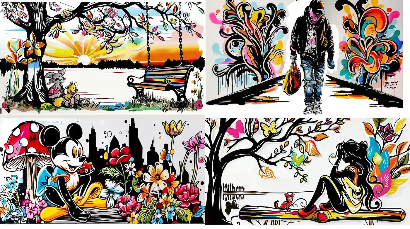 Vibrant, Whimsical, and Illustrative Style with Floral Elements - Midjourney sref style