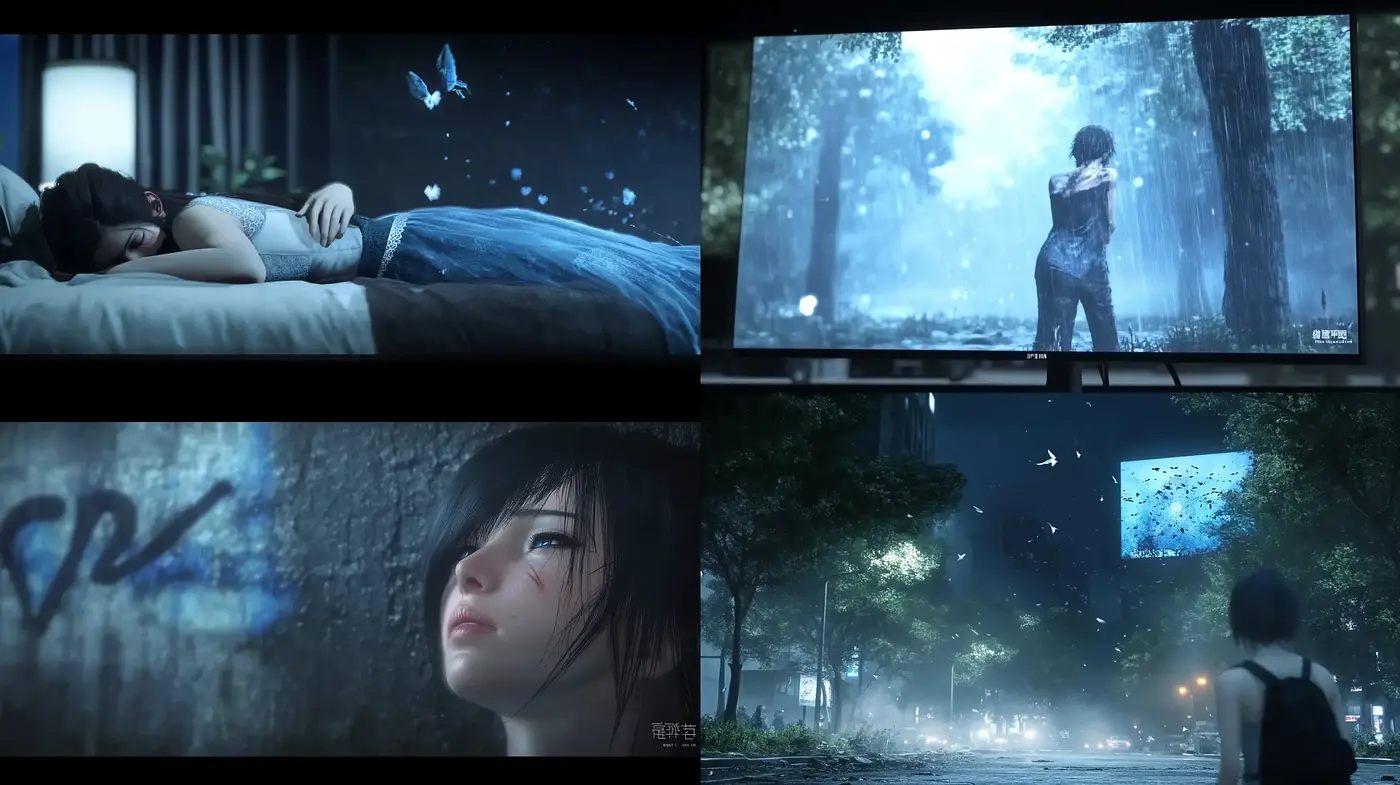 Ethereal Nocturne: An Ode to Tranquility and Melancholy in Bluish Tones - Midjourney sref style