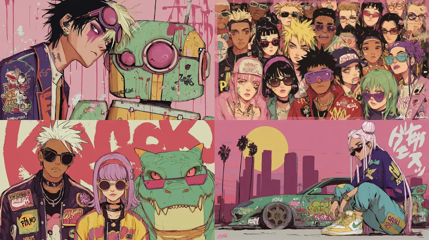 Vibrant and Energetic Urban Aesthetic with Retro Influences - Midjourney sref style