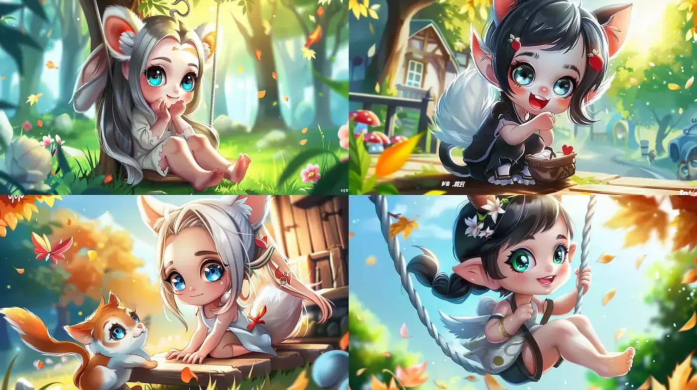 Charming and Playful Adventure in Whimsical Nature - Midjourney sref style