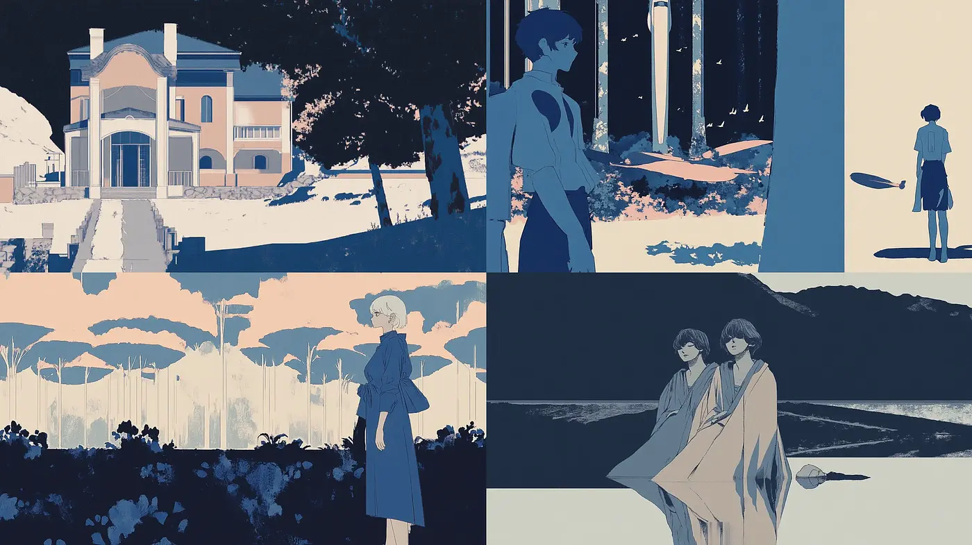 Elegant Serenity in Two-Tone: A Study in Minimalist Color and Mood - Midjourney sref style