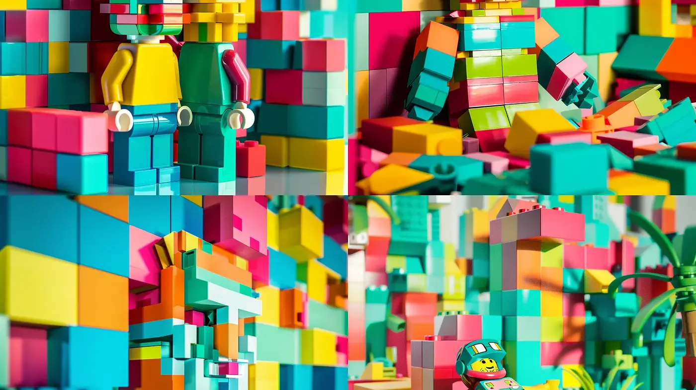 Vibrant Cubist Constructs: A Symphony of Pixelated Chromatism - Midjourney sref style