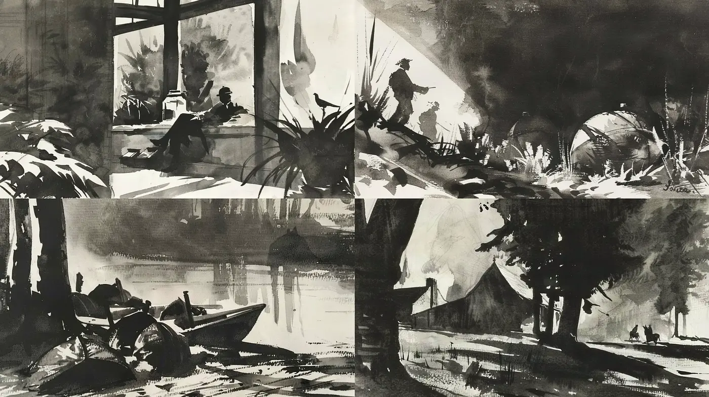 Monochromatic Whispers of Nature in Expressionist Movements - Midjourney sref style