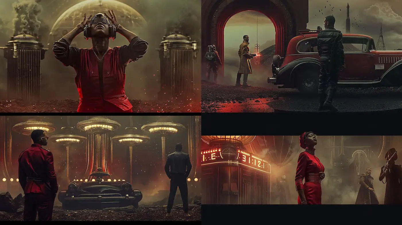 Futuristic Retro-Aesthetic with Cinematic Depth - Midjourney sref style