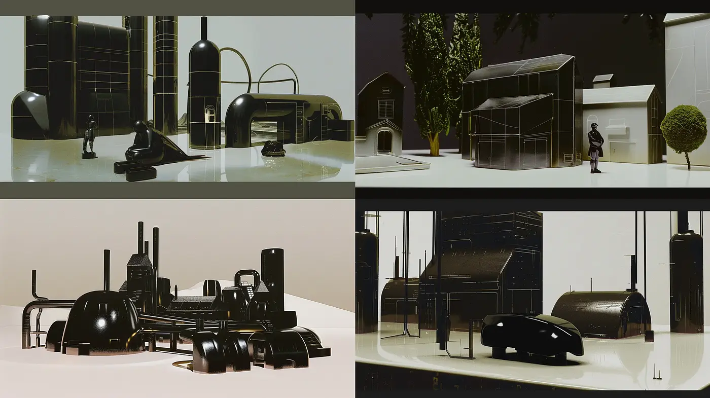 Nocturnal Hues and Urban Silhouettes: A Study in Monochromatic Cityscapes - Midjourney sref style