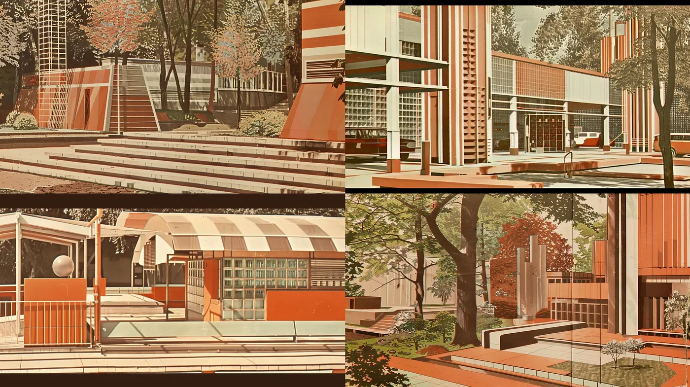 Simulacrum of Sepia: A Consistent Retro-Futuristic Vision Across Varied Scenes - Midjourney sref style