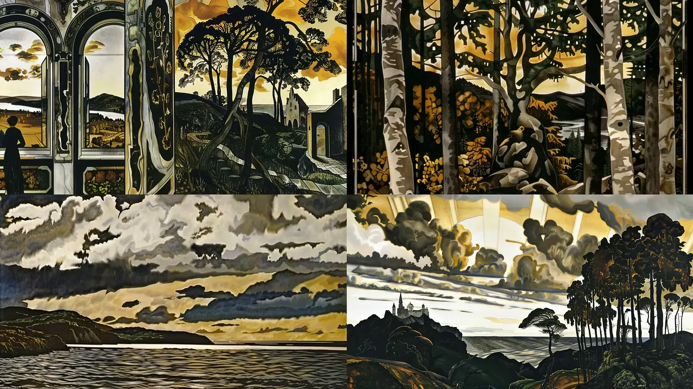 Harmonized Sepia-toned Vistas: A Consistent Artistic Expression of Nature - Midjourney sref style