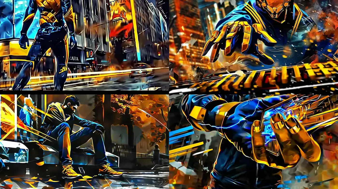 Vibrant urban digital art with a dynamic energy - Midjourney sref style