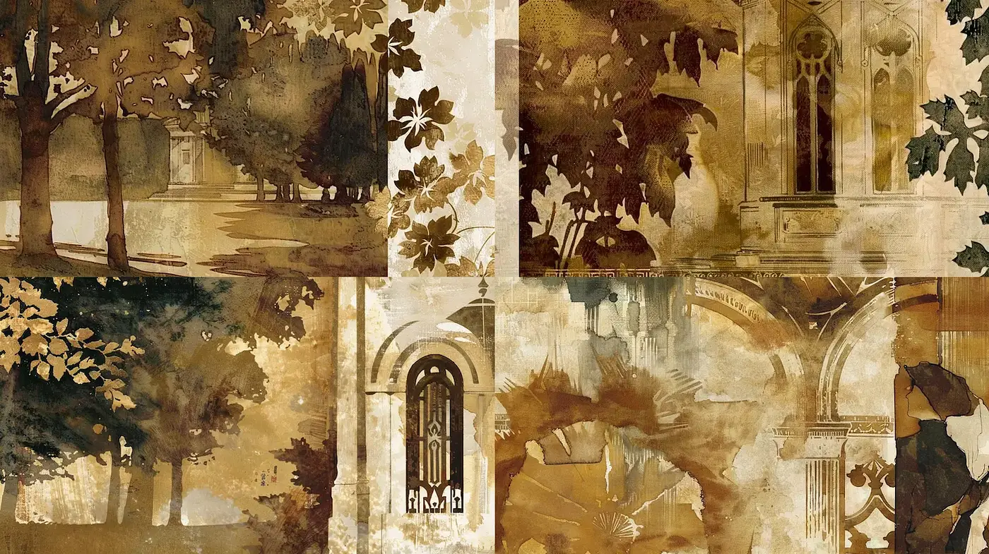 Organic Vintage Landscape Illustrations with a Whimsical Atmosphere - Midjourney sref style