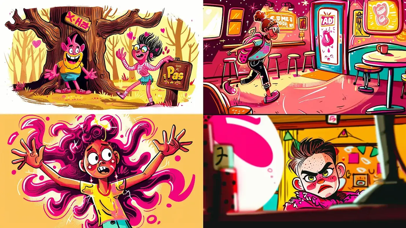 Vibrant Cartoonish Style with Playful Elements - Midjourney sref style
