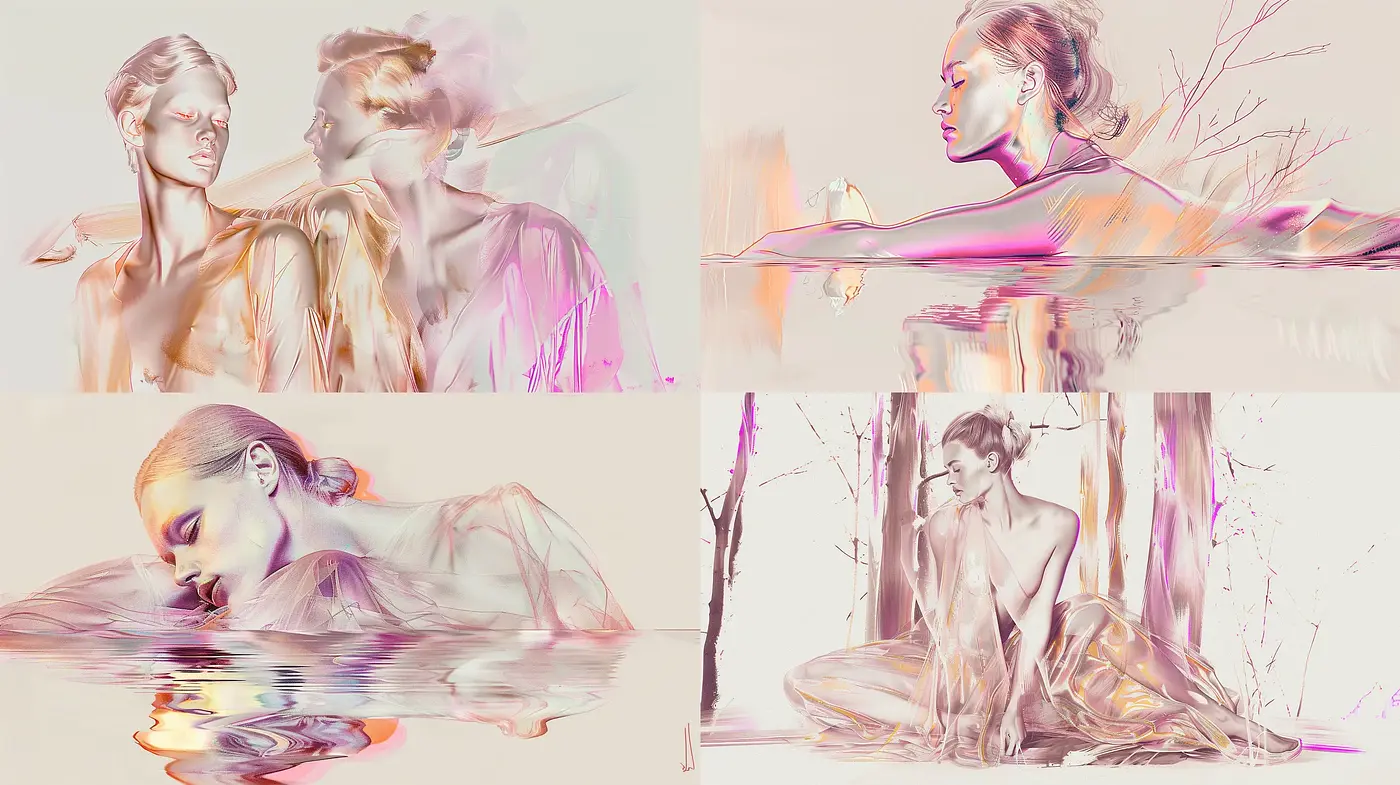 Ethereal Brushwork Harmonies in Pastel Dreamscape - Midjourney sref style
