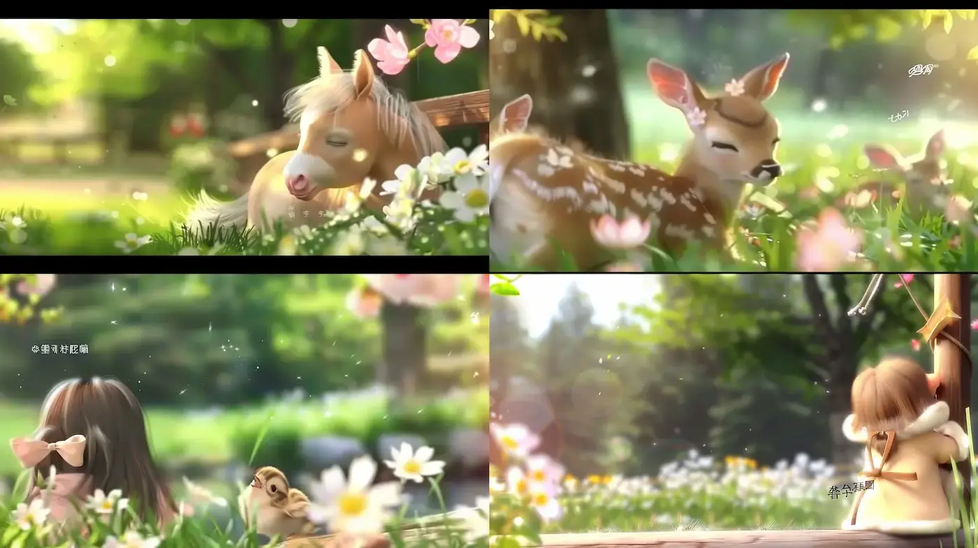 Whimsical and Enchanting Animated Nature Scenes with a Soft Aesthetic - Midjourney sref style