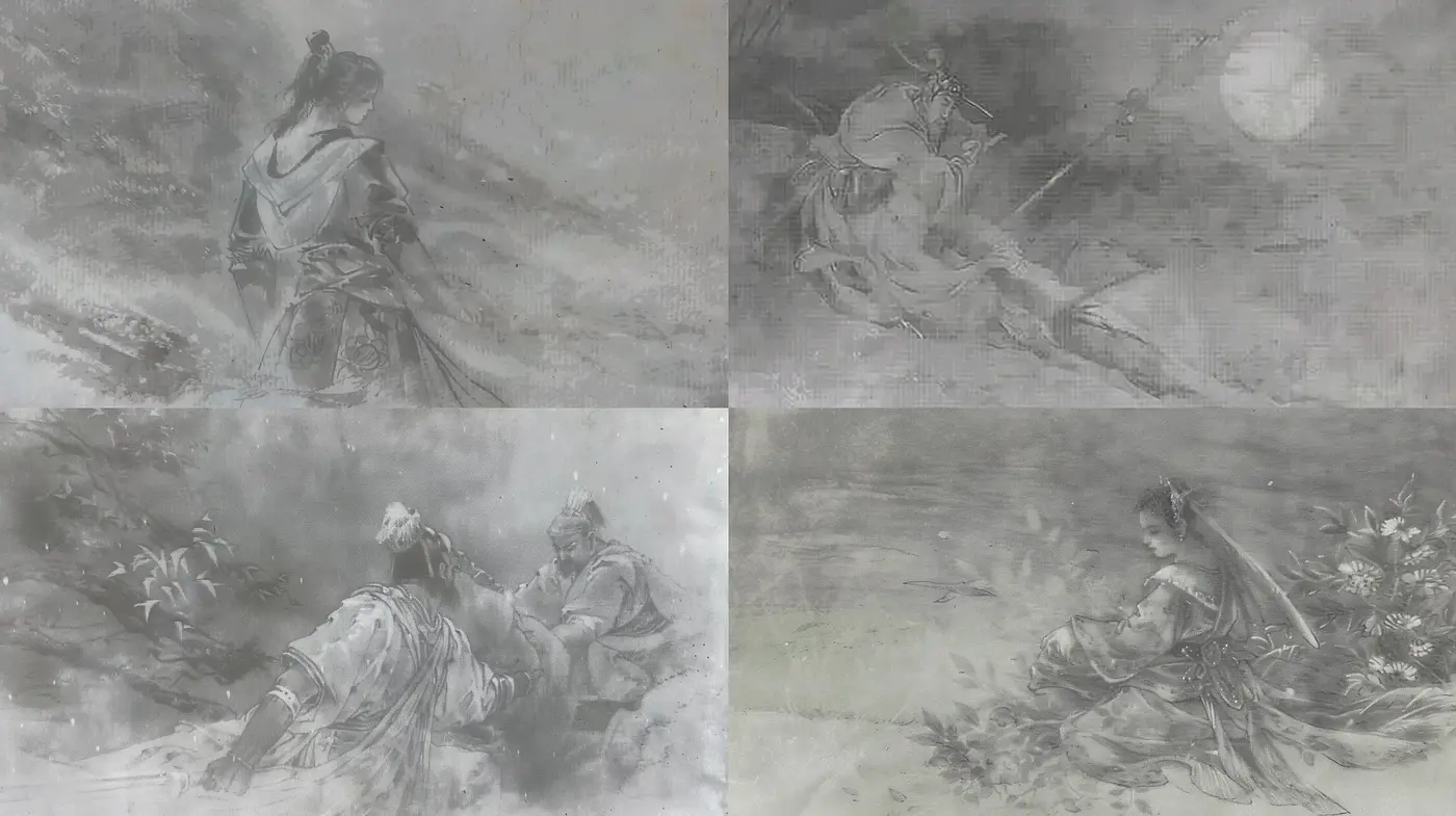 Monochromatic Elegance in Brushstroke Harmony - Midjourney sref style