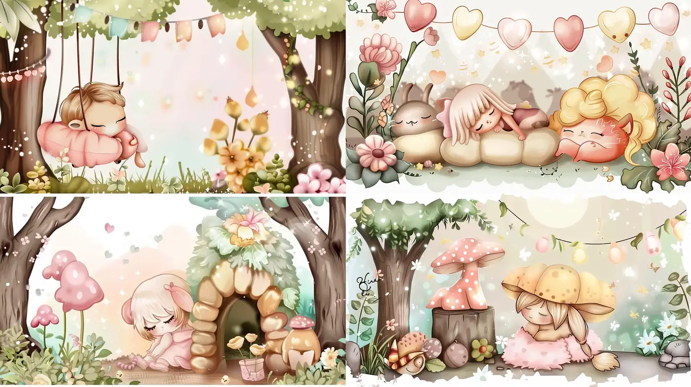 Enchanted Pastel Fairyland Illustrations - Midjourney sref style