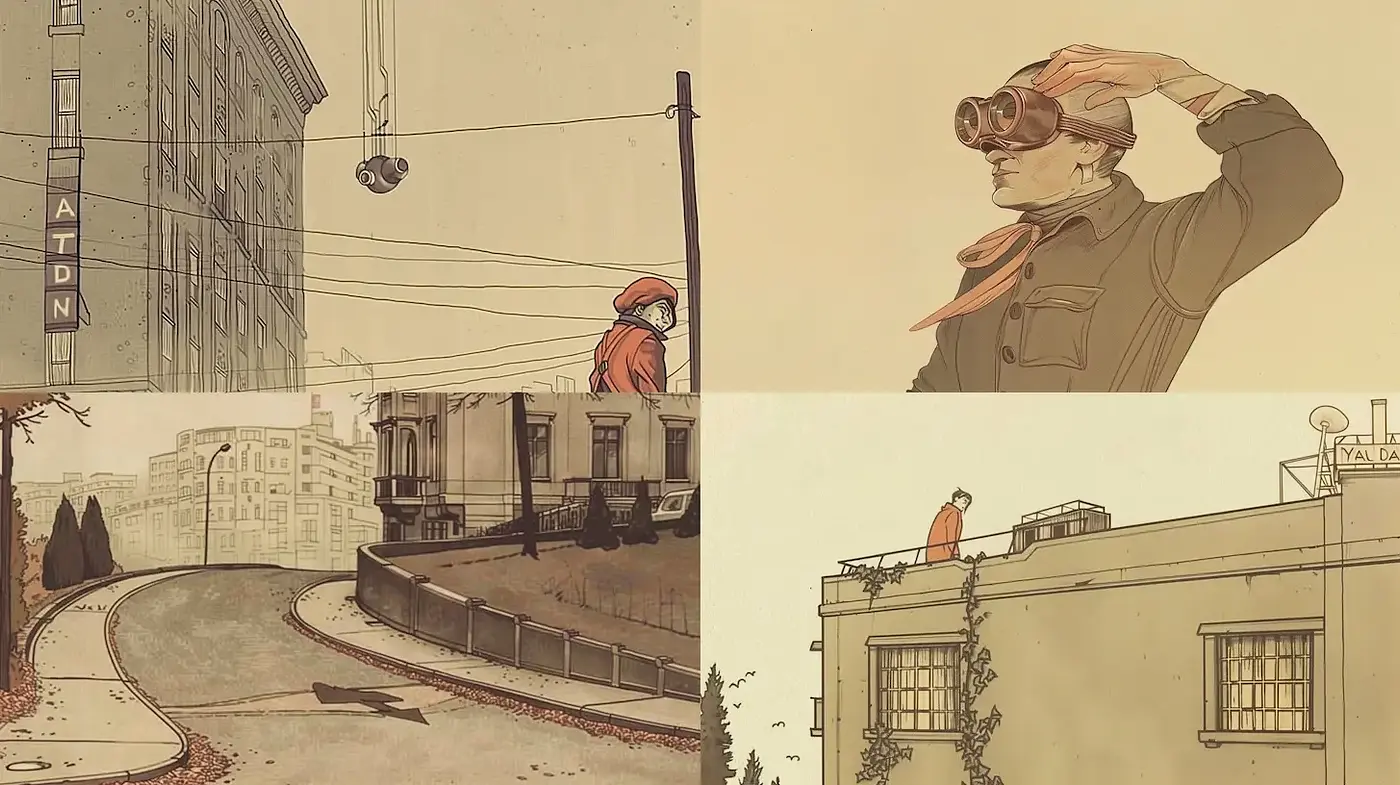Evocative Urban Illustrations with a Distinctive Retro Nostalgia - Midjourney sref style