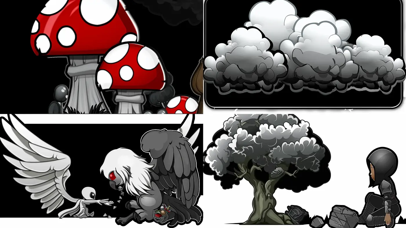 Monochromatic Dreamscapes with a Touch of Fantasy and Surrealism - Midjourney sref style