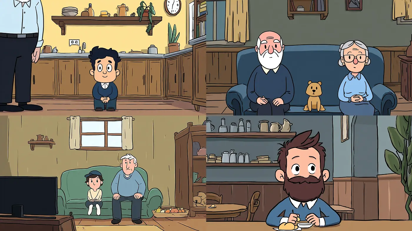 Charming and Whimsical Domestic Scenes with a Touch of Nostalgia - Midjourney sref style