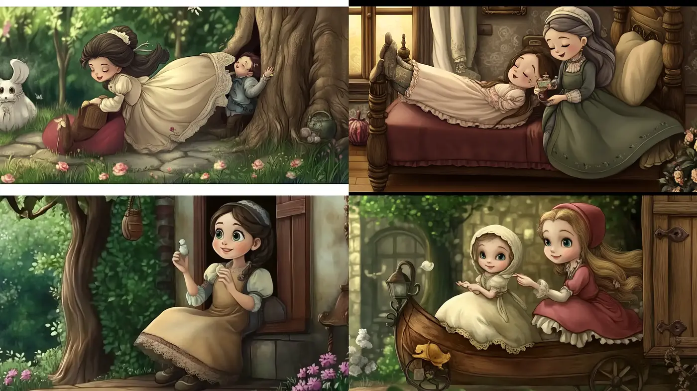 Enchanted Forest Whimsy: A Storybook Fusion of Warm Tones and Gentle Textures - Midjourney sref style