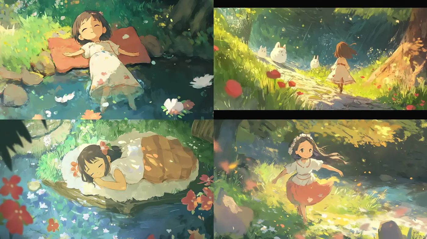 Enchanting Pastoral Scenes with Ethereal Lighting and Lush Nature - Midjourney sref style