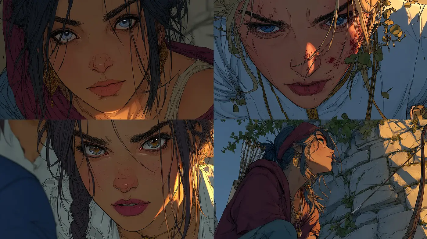 Vibrant, illustrative style with emotional depth and character focus - Midjourney sref style
